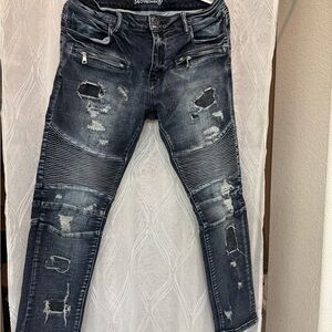 MENS Distressed Crysp-Denim Jeans
